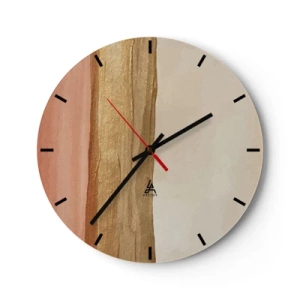 Wanduhr - Glasuhr - Vertikale Streifen in Beige-, Holz- und Terrakottatönen - 30x30cm - Vertikale Komposition - Moderne Wanddekoration für Wohnzimmer, Küche und Schlafzimmer ARTTOR