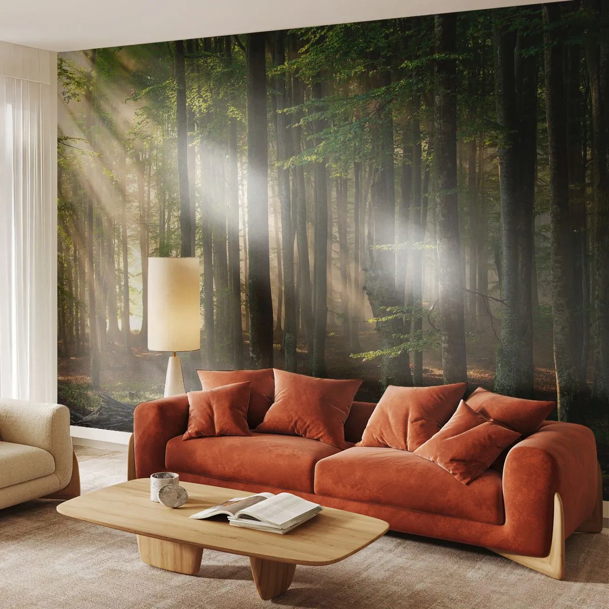 Fototapete Premium Canvas - Strahlend an einem Frühlingsmorgen - Landschaft, Wald, Park - 200x140 cm