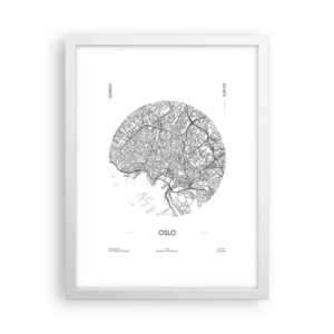 Poster in einem weißen Rahmen - Anatomie von Oslo - 30x40 cm