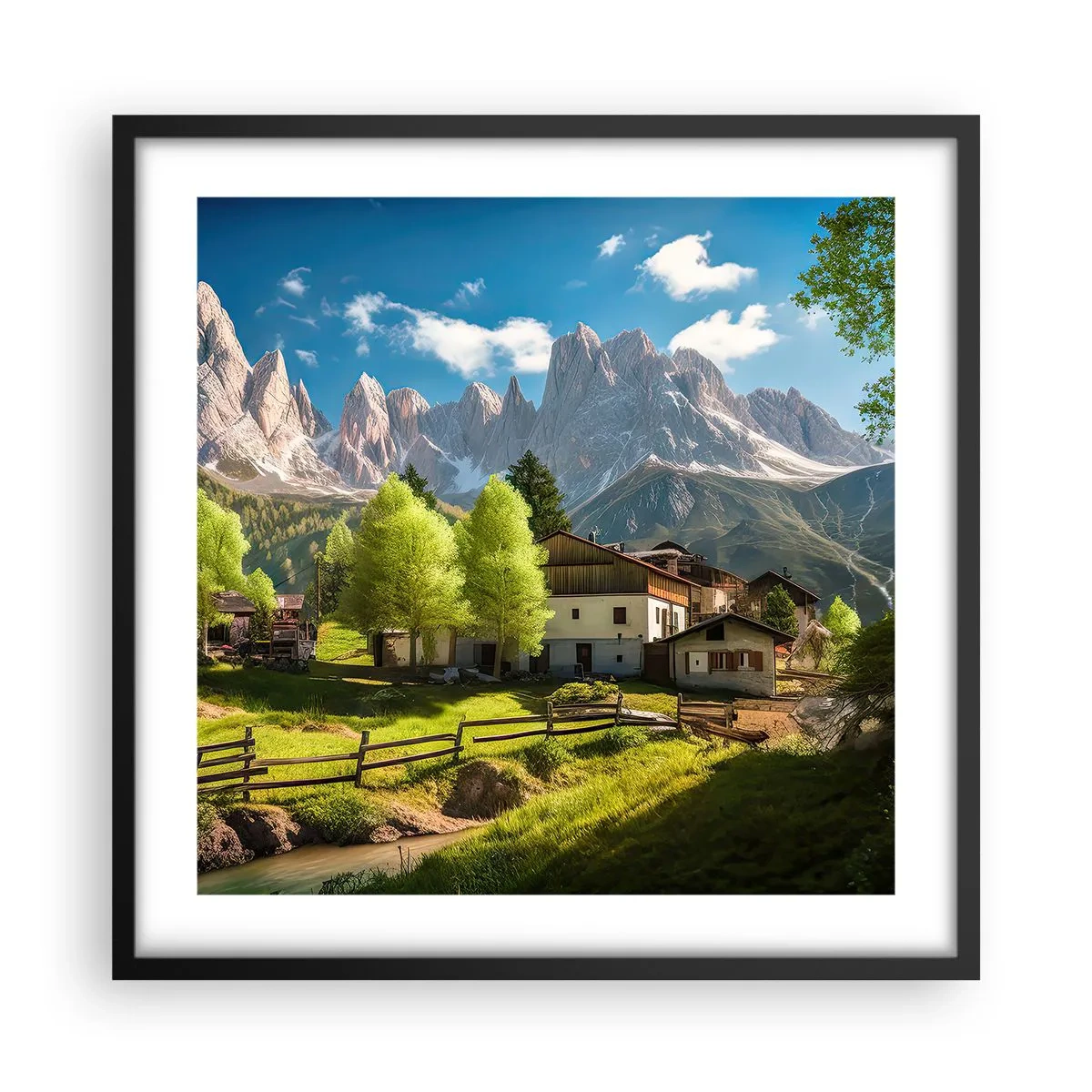 Poster in einem schwarzem Rahmen - Alpenidylle - 50x50 cm