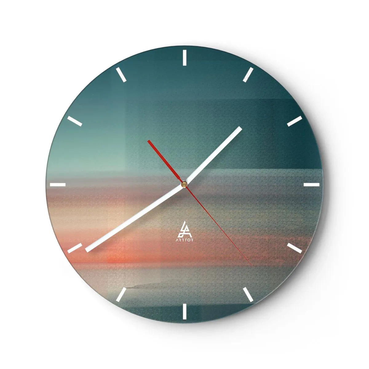 Wanduhr - Glasuhr - Eine verschwommene Abstraktion, die Lichtwellen in Farben ähnelt - 30x30cm - Abstraktion: Lichtwellen - Moderne Wanddekoration für Wohnzimmer, Küche und Schlafzimmer ARTTOR