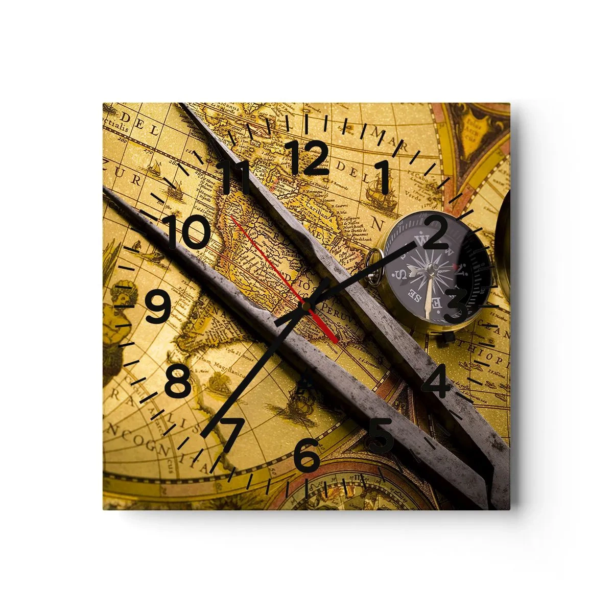 Wanduhr - Glasuhr - Wo sind diese Schätze? - 40x40 cm