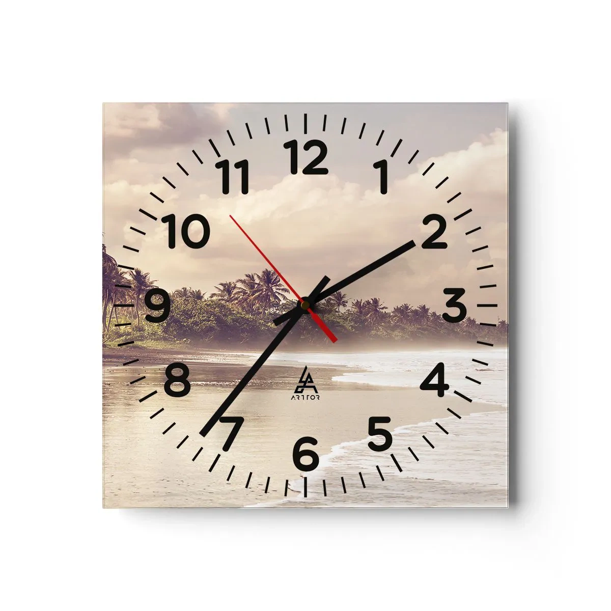 Wanduhr - Glasuhr - Die Liebkosung der Wellen - 40x40 cm