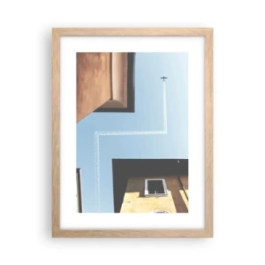 Poster in einem Rahmen aus heller Eiche - Über dem Stadtlabyrinth - 30x40 cm