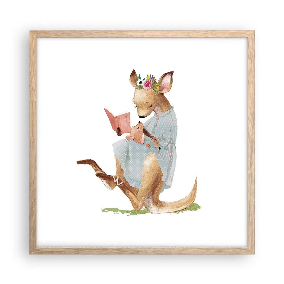 Poster in einem Rahmen aus heller Eiche - Lies mir vor Mama - 50x50 cm