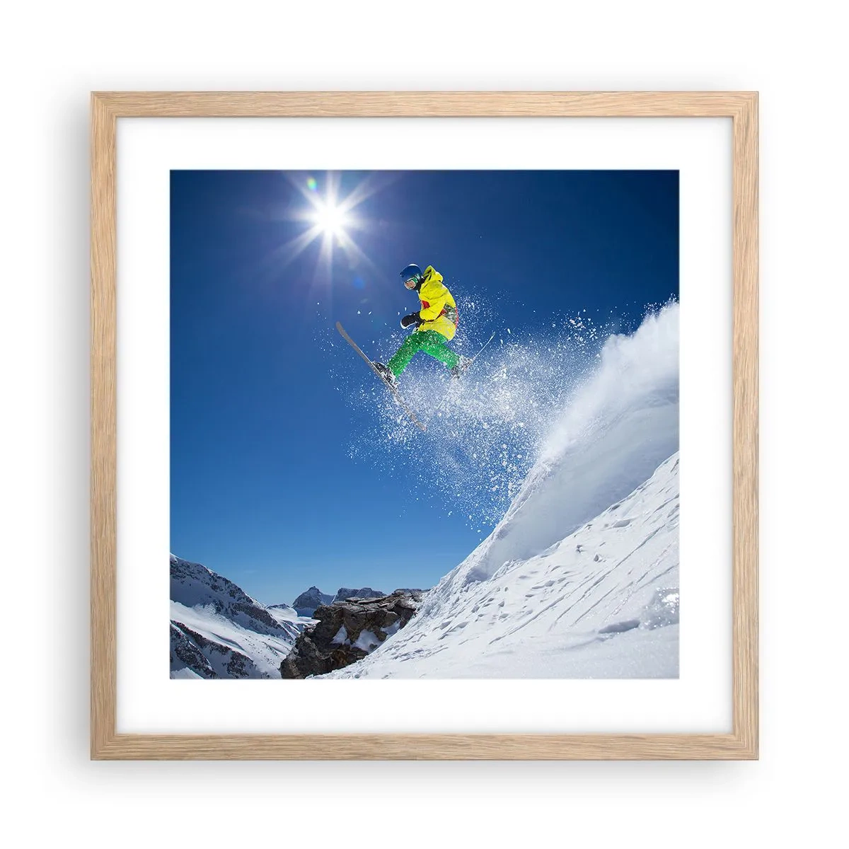 Poster in einem Rahmen aus heller Eiche - Tanzen mit den Bergen - 40x40 cm