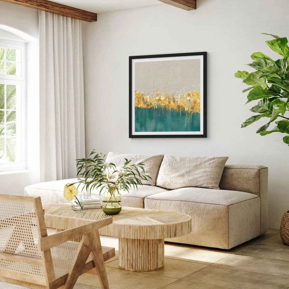 Poster in einem schwarzem Rahmen - Goldener Rand - 40x40 cm