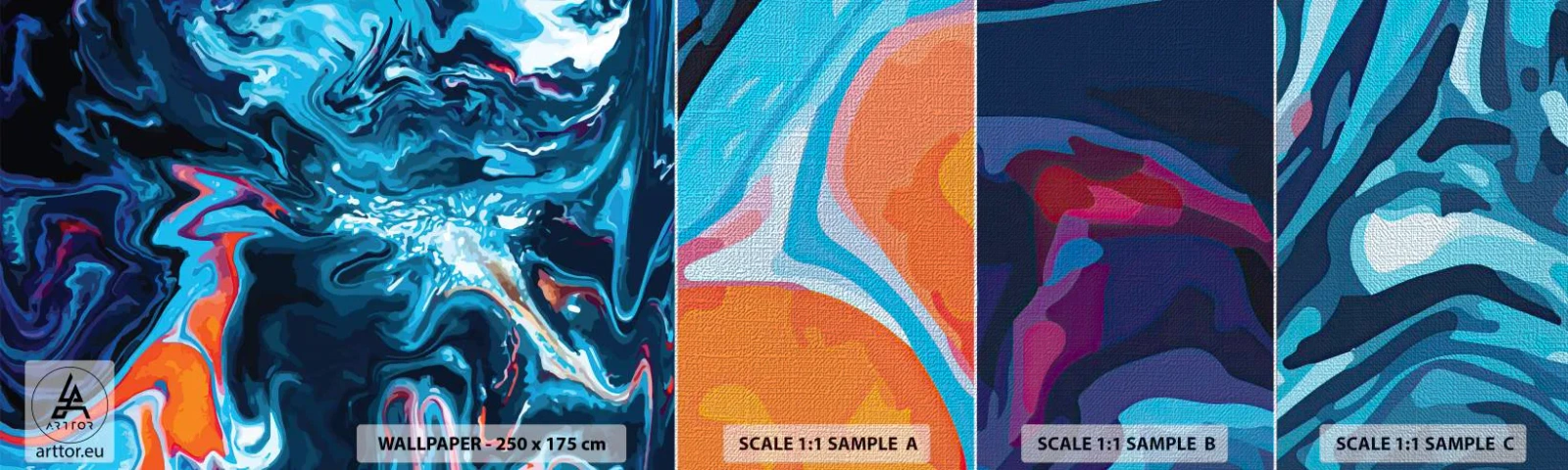 Fototapeten Muster Premium Canvas - Reise ins Zentrum des Himmels - Abstraktion, Stück, Modernes Muster - 100x30 cm