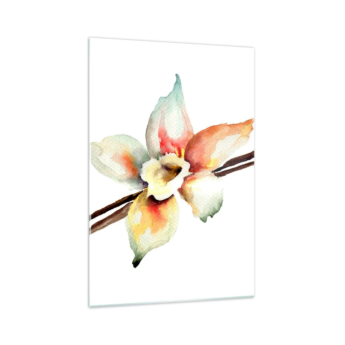 Glasbild - Bild auf glas - Aquarell-Blumenillustration in Pastellfarben - 70x100cm - Süße mit Farbe verschüttet - Moderne Wanddekoration für Wohnzimmer und Schlafzimmer ARTTOR