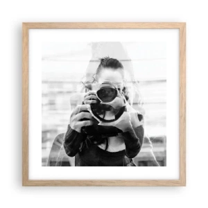 Poster in einem Rahmen aus heller Eiche - Schöpfer und Material - 40x40 cm