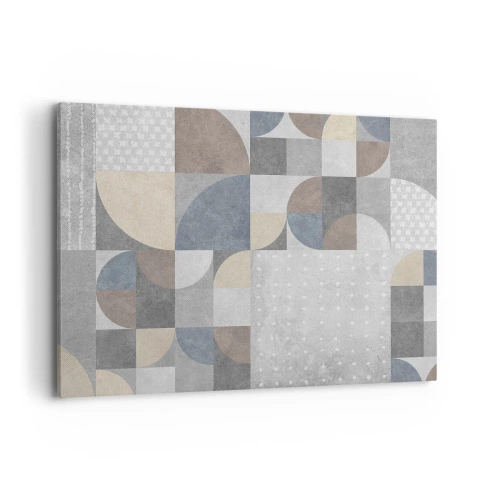 Bild auf Leinwand - Leinwandbild - Geometrisches Muster in Pastelltönen - 100x70cm - Keramische Fantasie - Moderne Wanddekoration für Wohnzimmer und Schlafzimmer ARTTOR