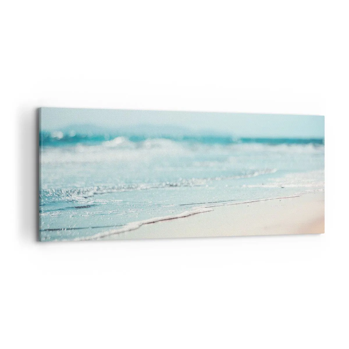 Bild auf Leinwand - Leinwandbild - Sanfte Meereswellen an einem Sandstrand - 120x50cm - Hitze und Lärm - Moderne Wanddekoration für Wohnzimmer und Schlafzimmer ARTTOR