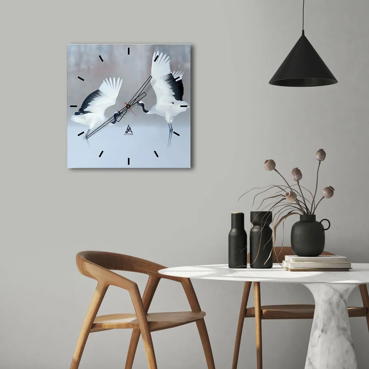 Wanduhr - Glasuhr - Tanz im Nebel - 30x30 cm