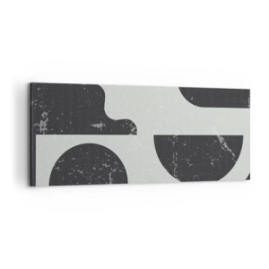 Bild auf Leinwand - Leinwandbild - Geometrische Muster in Schwarz- und Grautönen - 120x50cm - Komposition oben und unten - Moderne Wanddekoration für Wohnzimmer und Schlafzimmer ARTTOR