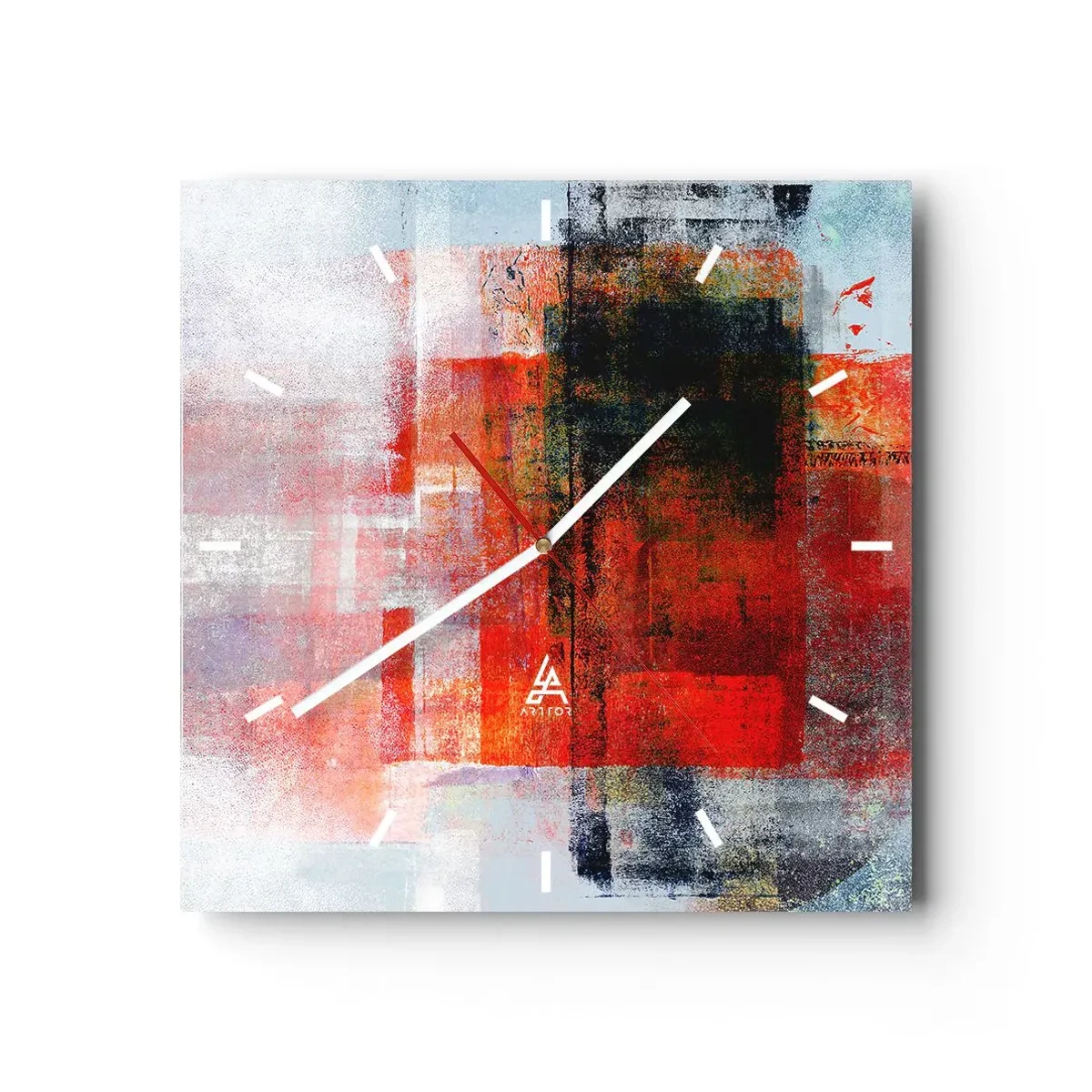 Wanduhr - Glasuhr - Komposition leuchtet - 40x40 cm