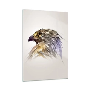 Glasbild - Bild auf glas - Ein künstlerisches Porträt eines Adlers in abstrakter Form - 50x70cm - Porträt eines Kriegers - Moderne Wanddekoration für Wohnzimmer und Schlafzimmer ARTTOR