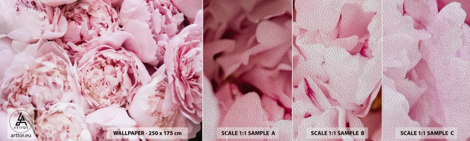 Fototapeten Muster Premium Sand - Anschmiegsam und duftend - Pfingstrose, Blumen, Blumenstrauß - 100x30 cm