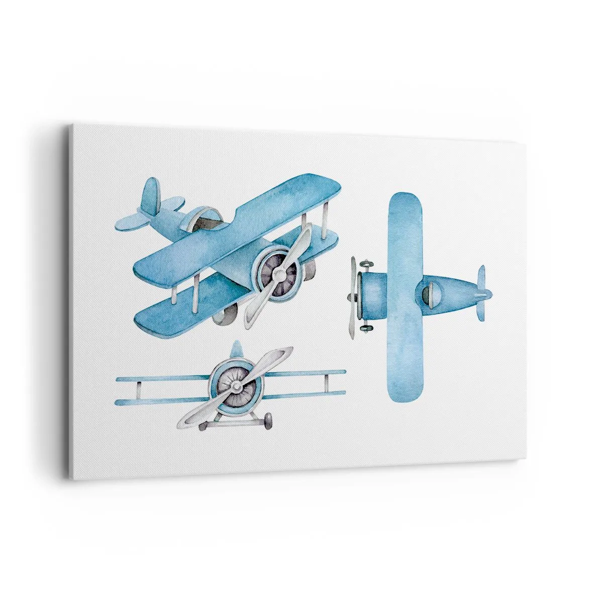 Bild auf Leinwand - Leinwandbild - Blaue Retro-Flugzeuge - 120x80cm - Geboren um zu gewinnen - Moderne Wanddekoration für Wohnzimmer und Schlafzimmer ARTTOR