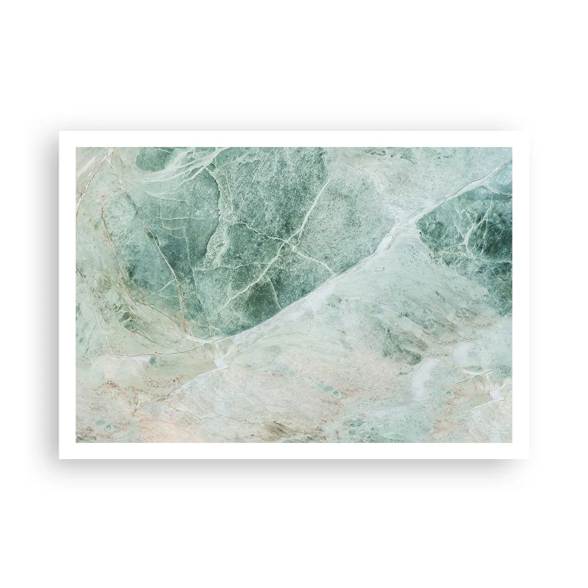 Poster - Grüner Marmor mit zarten weißen Adern - 100x70cm - Edle Kälte des Steins - Moderne Wanddekoration für Wohnzimmer und Schlafzimmer ARTTOR