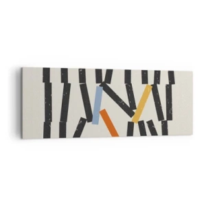 Bild auf Leinwand - Leinwandbild - Abstrakte Komposition mit farbigen und schwarzen Rechtecken - 140x50cm - Domino – Komposition - Moderne Wanddekoration für Wohnzimmer und Schlafzimmer ARTTOR