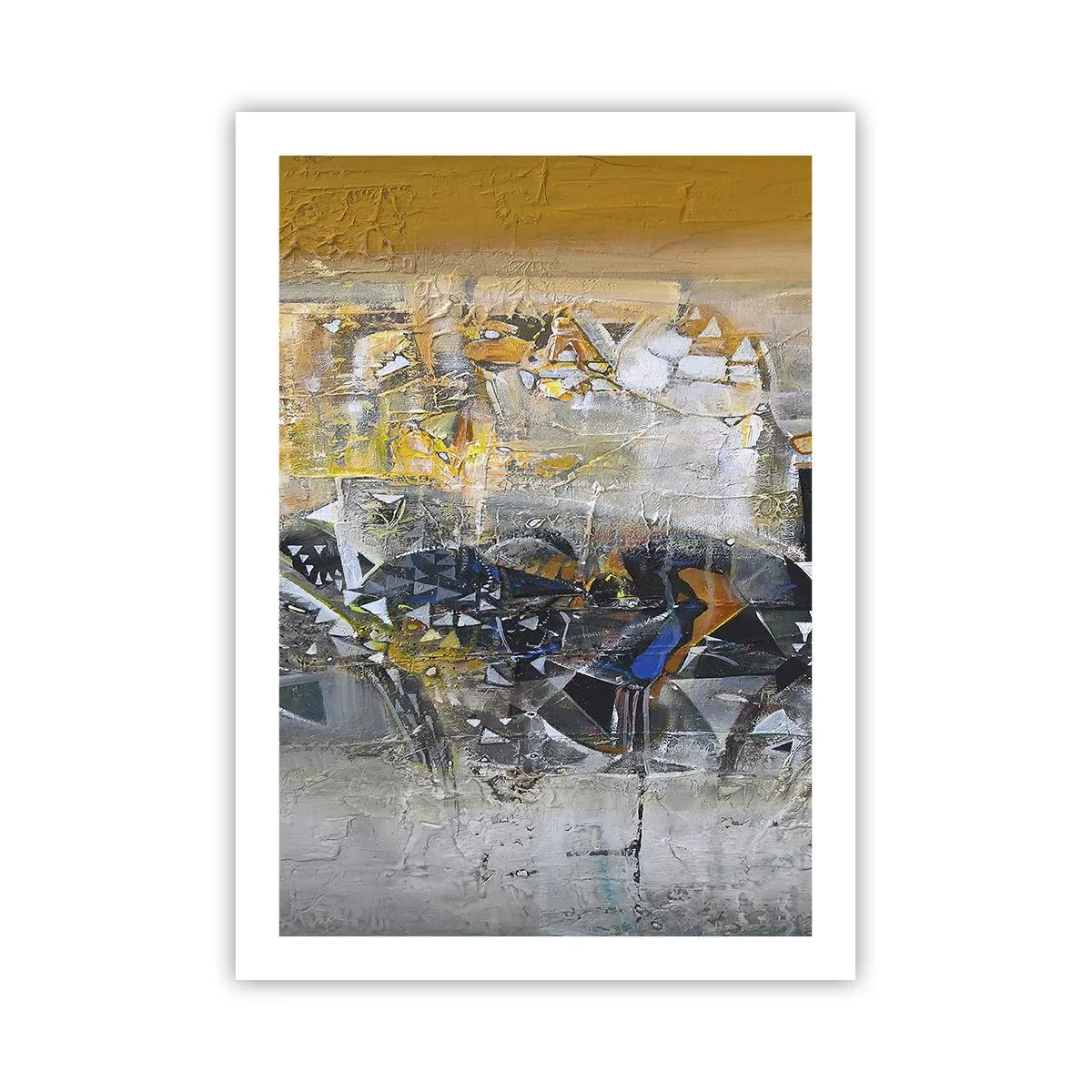 Poster - Eine abstrakte Komposition in Gold- und Grautönen. - 50x70cm - Alles wird gut - Moderne Wanddekoration für Wohnzimmer und Schlafzimmer ARTTOR