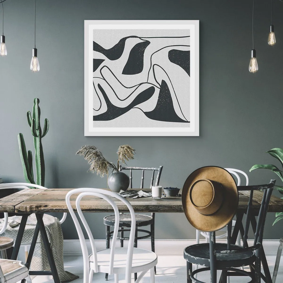 Poster in einem weißen Rahmen - Abstraktes Spiel im Labyrinth - 50x50 cm