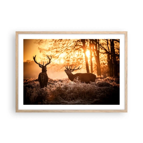 Poster in einem Rahmen aus heller Eiche - Der Traum eines Jägers - 70x50 cm