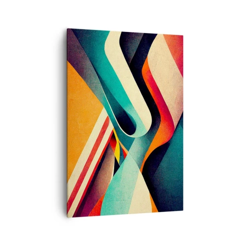 Bild auf Leinwand - Leinwandbild - Bunte abstrakte Wellen in einer dynamischen Komposition - 70x100cm - Intensive Komposition - Moderne Wanddekoration für Wohnzimmer und Schlafzimmer ARTTOR