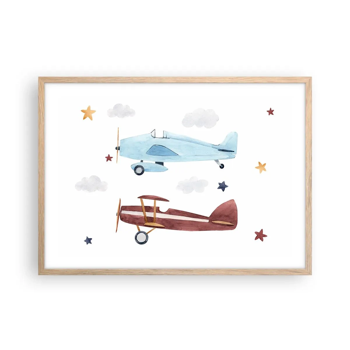 Poster in einem Rahmen aus heller Eiche - Wir warten, Herr Pilot! - 70x50 cm