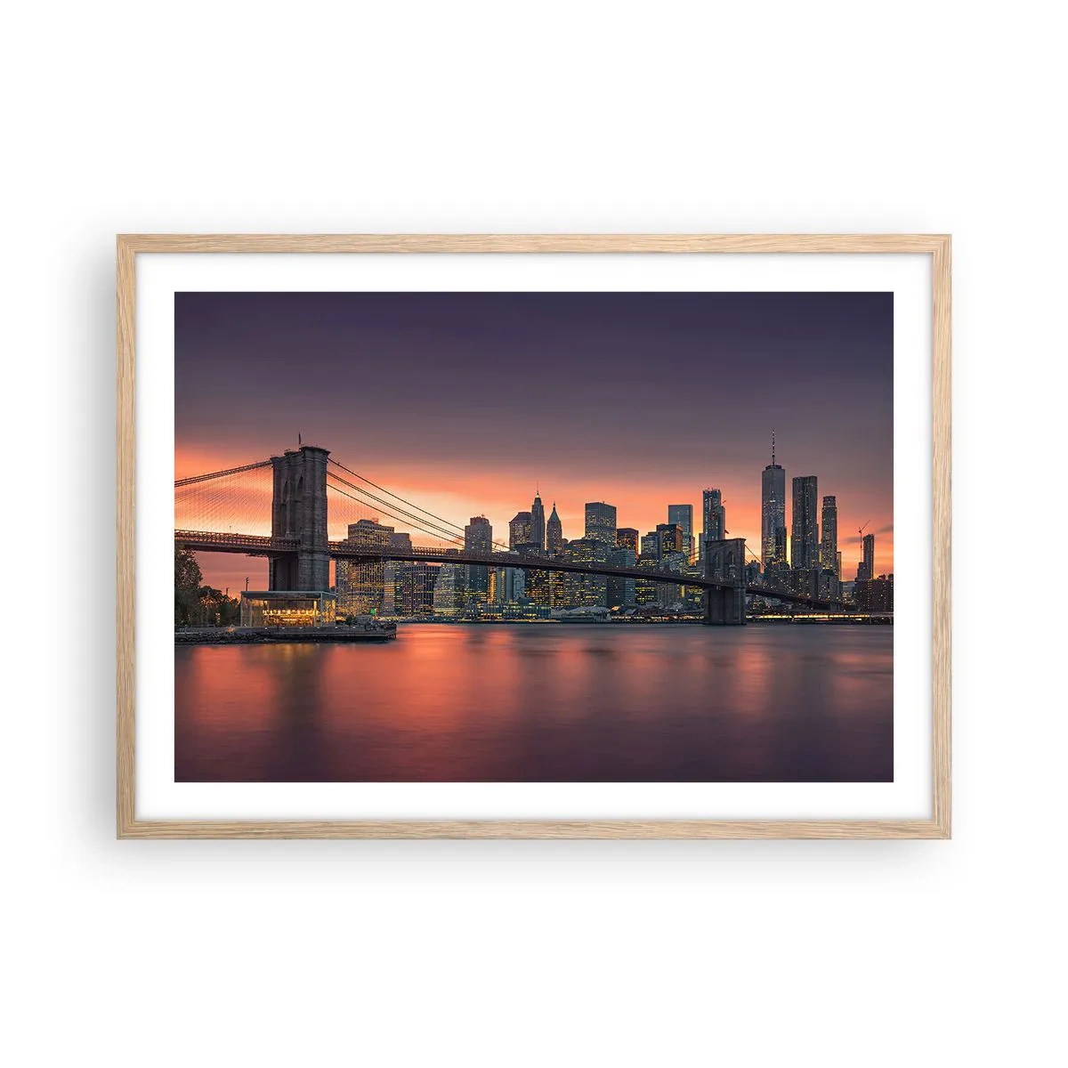 Poster in einem Rahmen aus heller Eiche - Eingetaucht in lila Stille - 70x50 cm