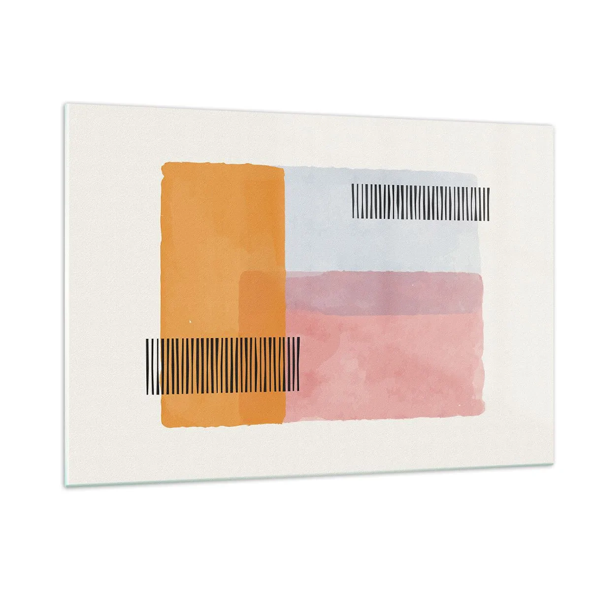 Glasbild - Bild auf glas - Abstrakte Rechtecke mit Linien im minimalistischen Stil - 120x80cm - Von Ecke zu Ecke - Moderne Wanddekoration für Wohnzimmer und Schlafzimmer ARTTOR