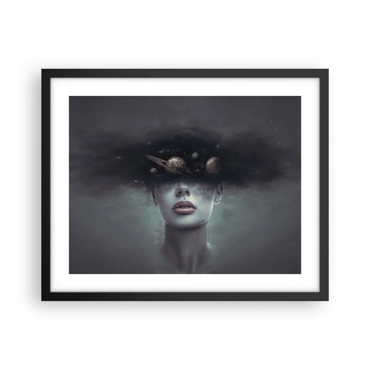 Poster in einem schwarzem Rahmen - Und die Planeten spielen verrückt ... - 50x40 cm