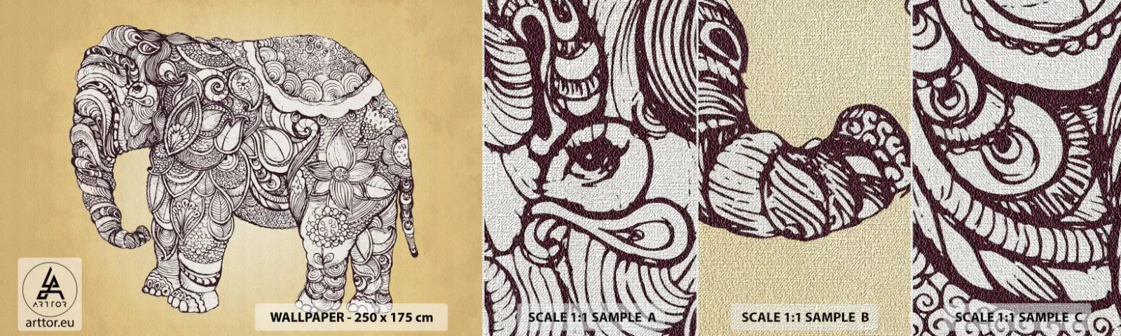 Fototapeten Muster Premium Canvas - Elefant verhüllte sich - Elefant, indisch, Tier - 100x30 cm