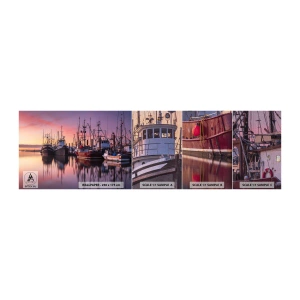 Fototapeten Muster Premium Canvas - Vor dem nächsten Tag - Fischerhafen, Boote, Angeln - 100x30 cm