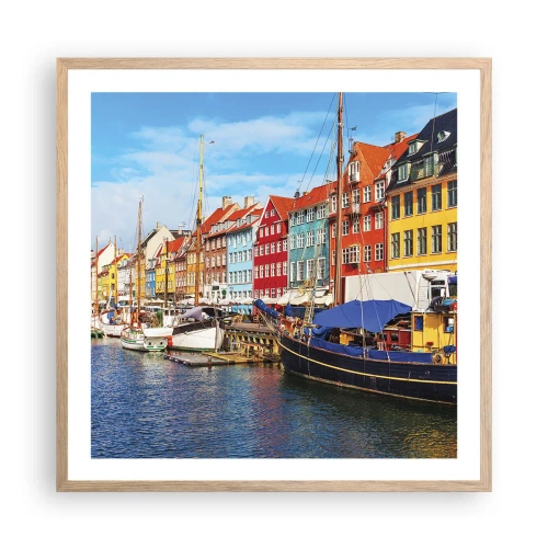 Poster in einem Rahmen aus heller Eiche - Fröhlicher Kai - 60x60 cm