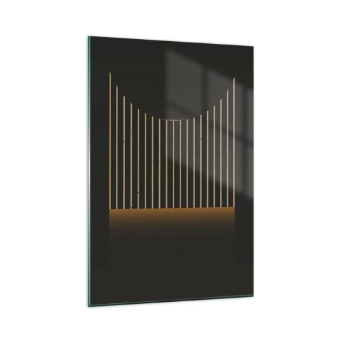 Glasbild - Bild auf glas - Geometrisches Muster mit Streifen auf dunklem Hintergrund - 80x120cm - Die Dunkelheit erkunden - Moderne Wanddekoration für Wohnzimmer und Schlafzimmer ARTTOR