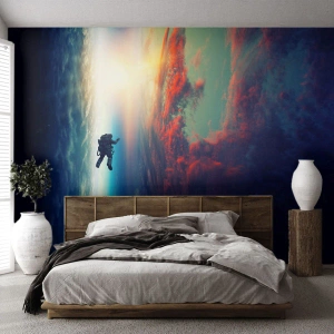 Selbstklebende Fototapete Deluxe Sticker - Sich dem Universum stellen - Abstraktion, Astronaut, Kosmos - 100x70 cm