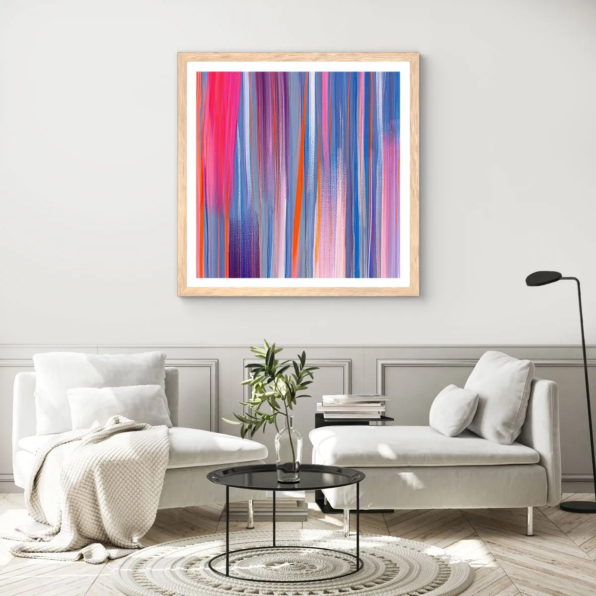 Poster in einem Rahmen aus heller Eiche - Aufstieg zum Regenbogen - 30x30 cm