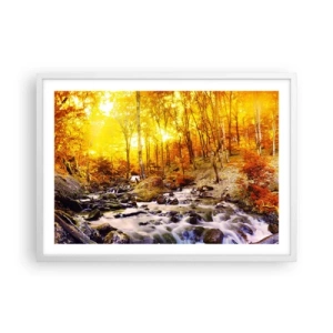 Poster in einem weißen Rahmen - In Gold und Platin gefasste Steine - 70x50 cm