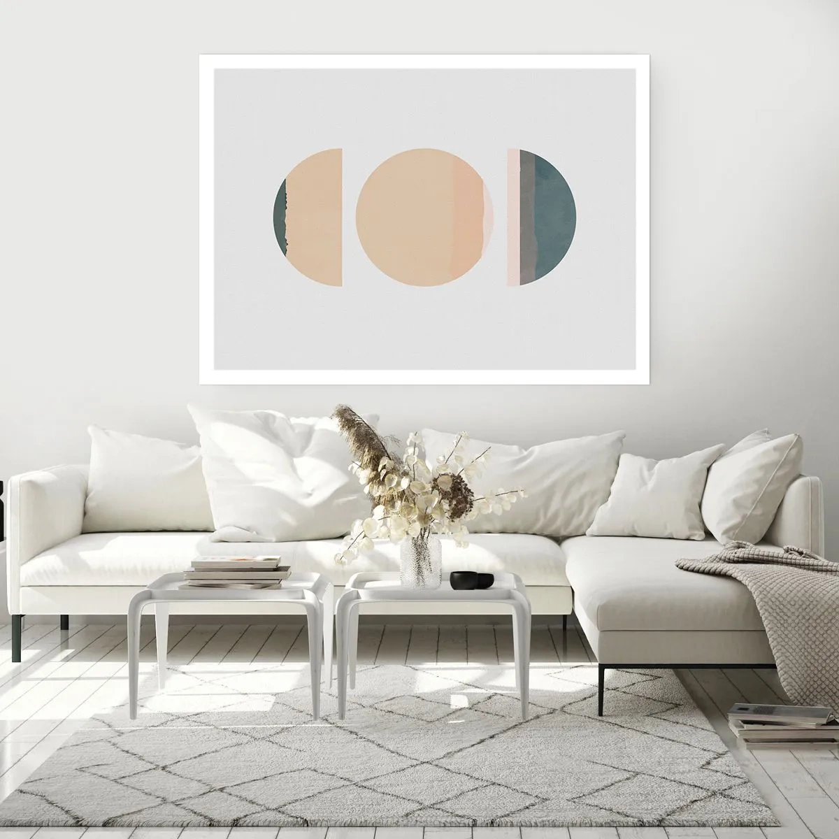 Poster - Abstrakte geometrische Formen in Pastellfarben - 100x70cm - Ein Rad hinter dem anderen… - Moderne Wanddekoration für Wohnzimmer und Schlafzimmer ARTTOR