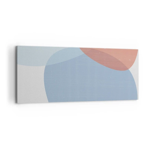 Bild auf Leinwand - Leinwandbild - Eine abstrakte Komposition in Pastelltönen von Blau und Rosa mit organischen Formen. - 120x50cm - Pastellbeziehungen - Moderne Wanddekoration für Wohnzimmer und Schlafzimmer ARTTOR