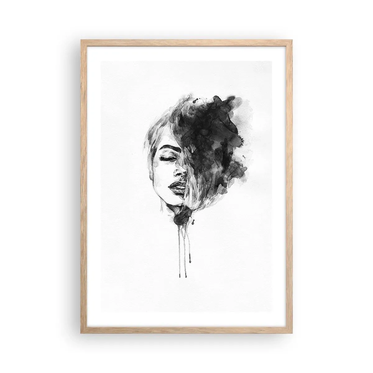 Poster in einem Rahmen aus heller Eiche - Wovon träumt das Mädchen - 50x70 cm