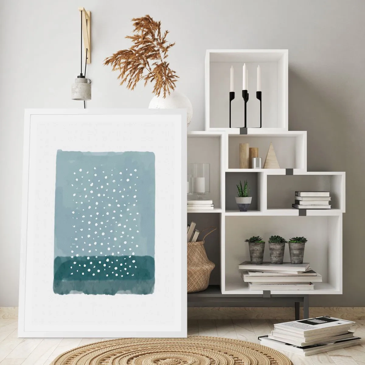 Poster in einem weißen Rahmen - Auf Blau gewachsen - 40x50 cm