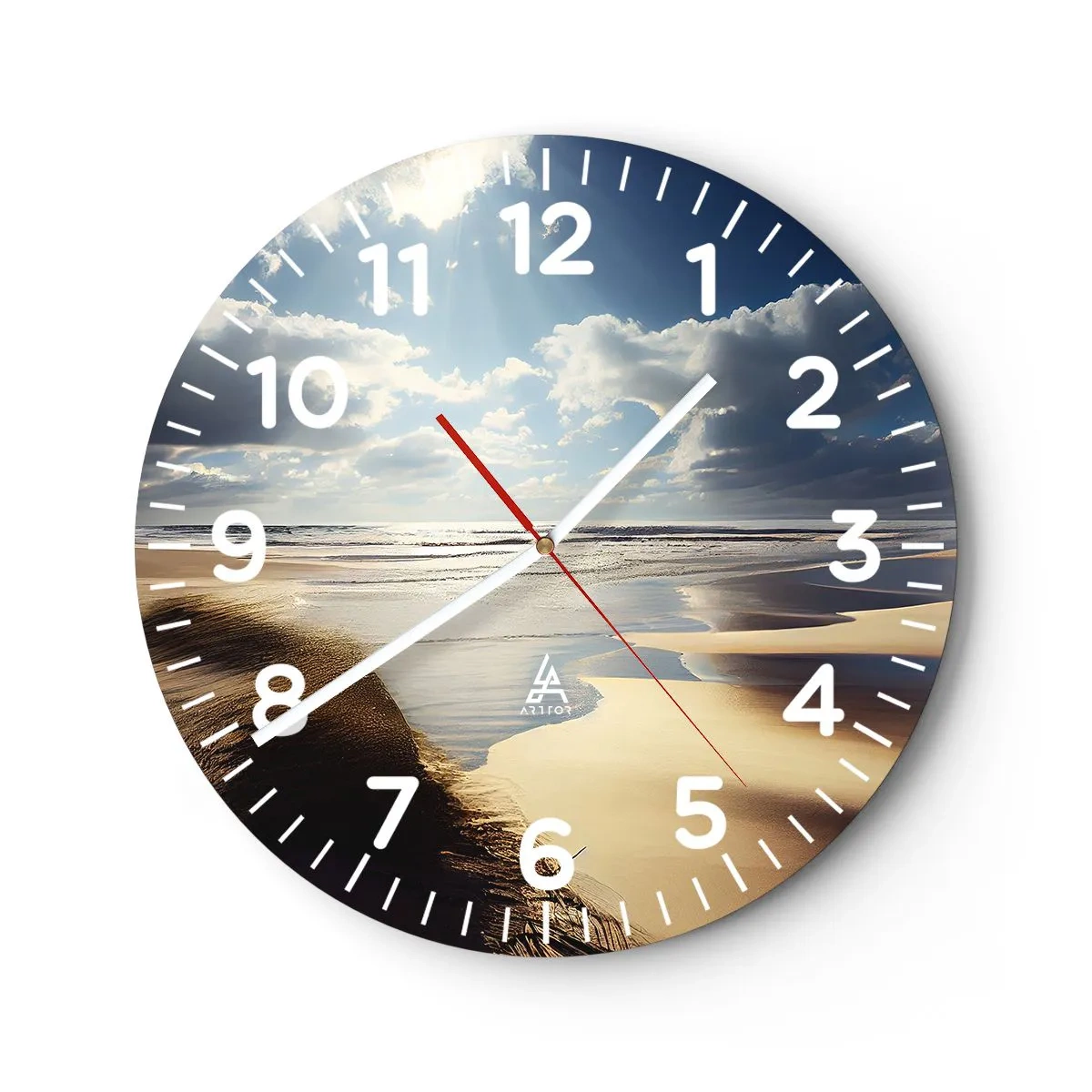 Wanduhr - Glasuhr - Strand, wilder Strand - 40x40 cm