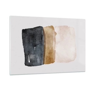 Glasbild - Bild auf glas - Abstrakte Flecken in Schwarz-, Braun- und Beigetönen - 120x80cm - Die Komposition der Farben der Erde - Moderne Wanddekoration für Wohnzimmer und Schlafzimmer ARTTOR
