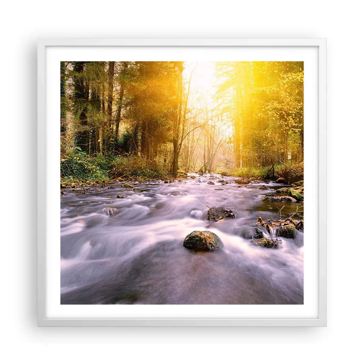 Poster in einem weißen Rahmen - Malachit im Silber- und Goldrahmen - 60x60 cm