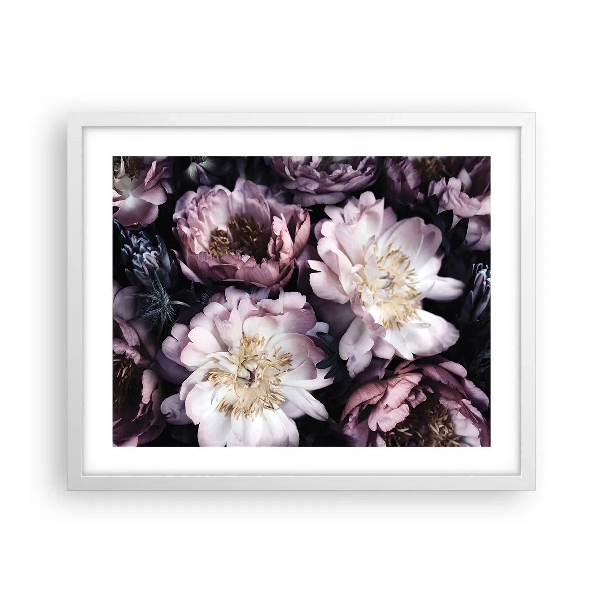 Poster in einem weißen Rahmen - Blumenstrauß im alten Stil - 50x40 cm