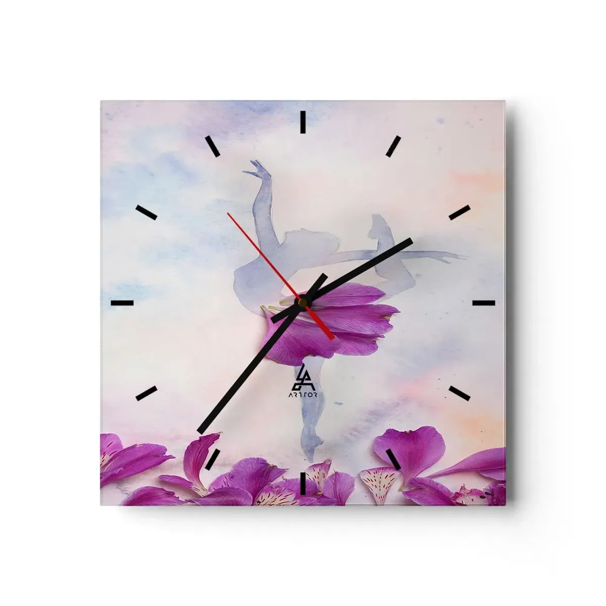 Wanduhr - Glasuhr - Zart wie eine Blume - 40x40 cm