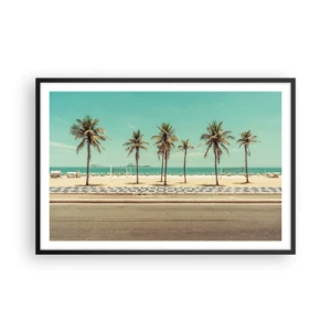 Poster in einem schwarzem Rahmen - Beim Bewachen des Strandes - 91x61 cm