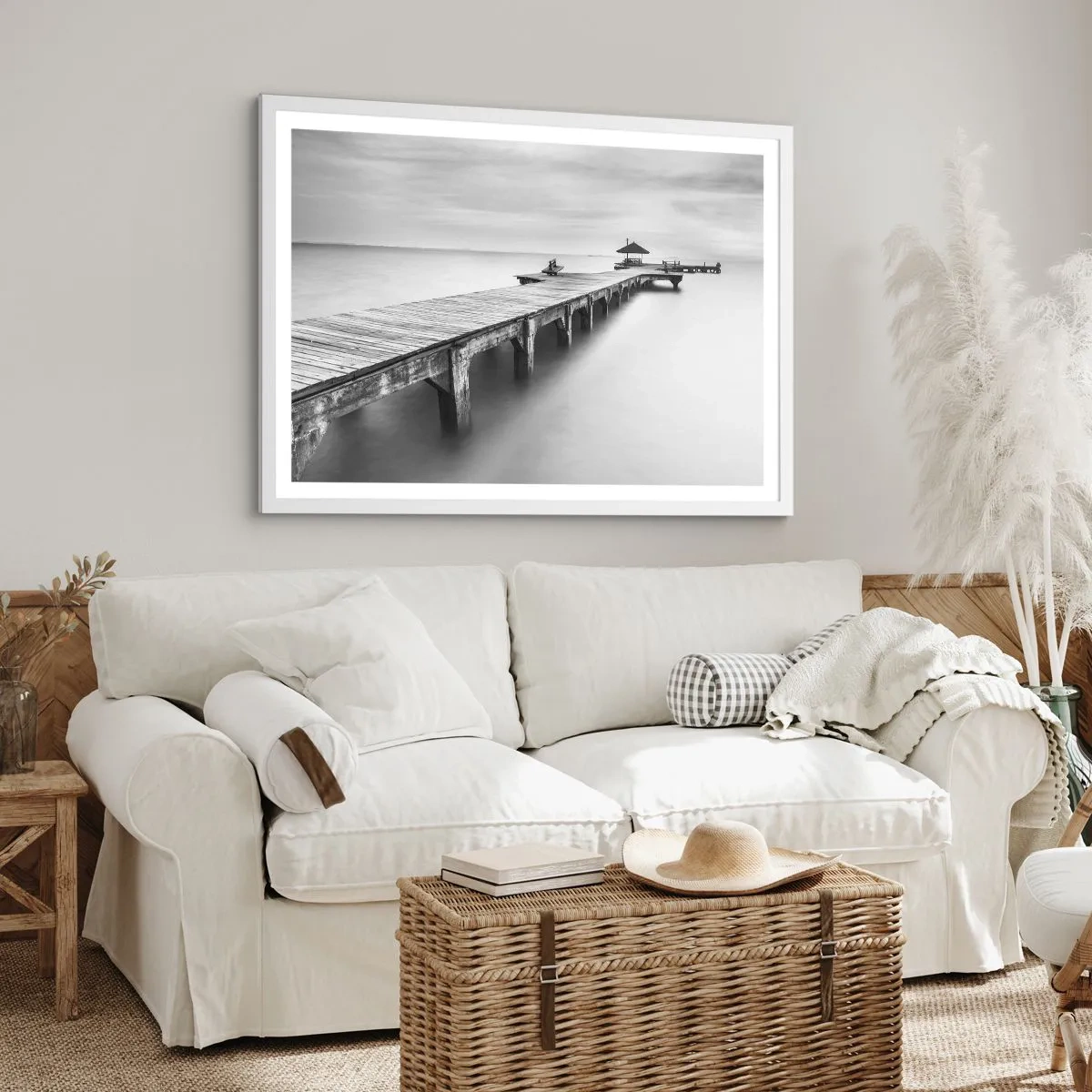 Poster in einem weißen Rahmen - In die Ferne - 100x70 cm